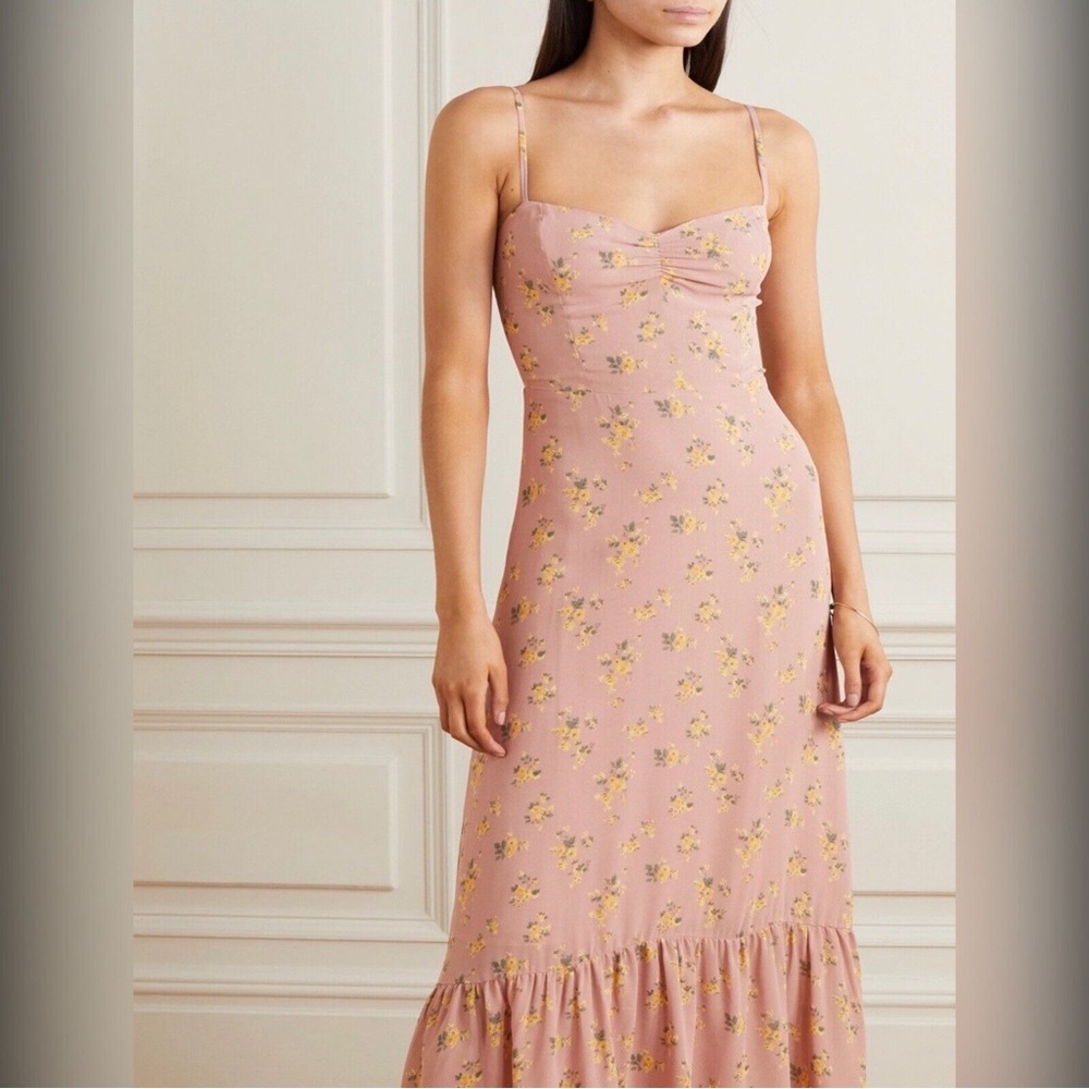 REFORMATION Floor-Length Floral Open Back Dress